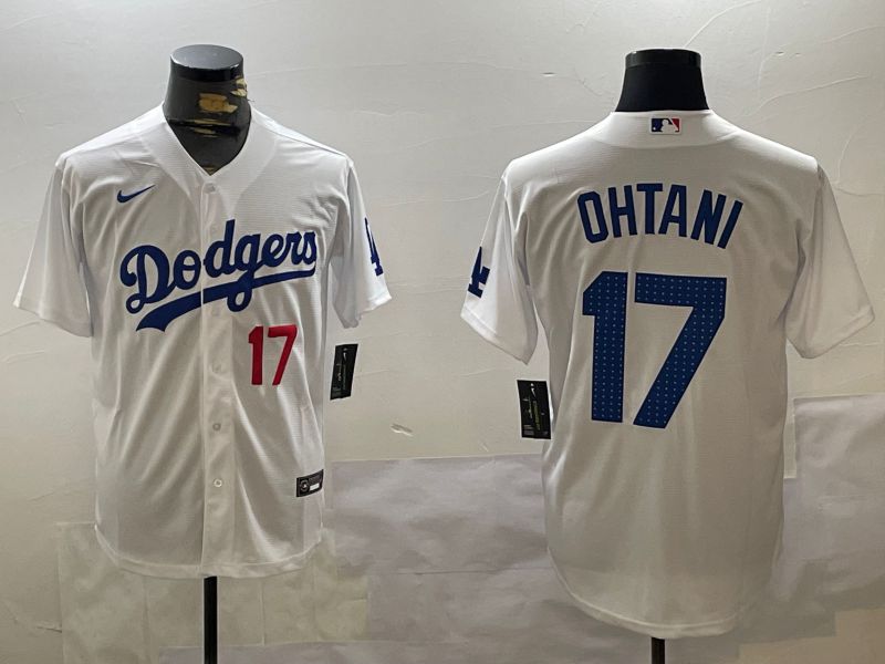 Men Los Angeles Dodgers 17 Ohtani White Game 2024 Nike MLB Jersey style 11206